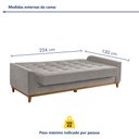 Ver imagem 5 de Sofá Cama Living Reclinável 223cm Pés em Madeira Maciça Lyon