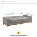 Ver imagem 5 de Sofá Cama Living Reclinável 223cm Pés em Madeira Maciça Lyon