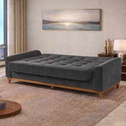 Sofá Cama Living Reclinável 223cm Pés em Madeira Maciça Lyon - 12