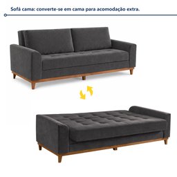 Sofá Cama Living Reclinável 223cm Pés em Madeira Maciça Lyon - 6