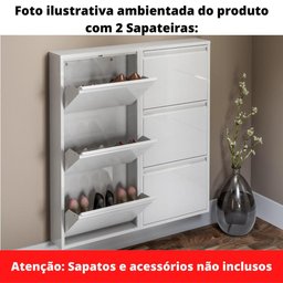 Sapateira de Aço 50 cm com 3 Portas com Abertura Simultânea na Cor Branca - 3