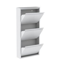 Sapateira de Aço 50 cm com 3 Portas com Abertura Simultânea na Cor Branca - 1