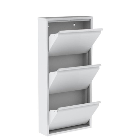 Sapateira de Aço 50 cm com 3 Portas com Abertura Simultânea na Cor Branca