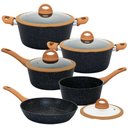 Ver imagem 1 de Conjunto de Panelas de Indução Antiaderente Cerâmica Viena Preto 5 Peças - Casambiente