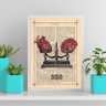 Quadro Coração E Cerebro Na Balança 24x18cm - com vidro:Madeira branca - 2