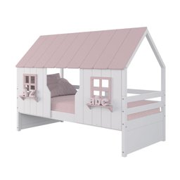 Cama Casinha Encantada Madeira Maciça Branco/ Rosa Megamobilia - 2