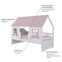 Ver imagem 4 de Cama Casinha Encantada Madeira Maciça Branco/ Rosa Megamobilia