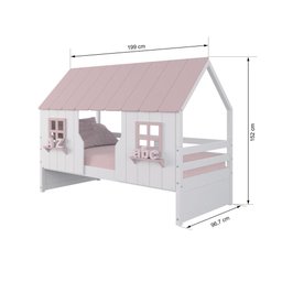 Cama Casinha Encantada Madeira Maciça Branco/ Rosa Megamobilia - 3