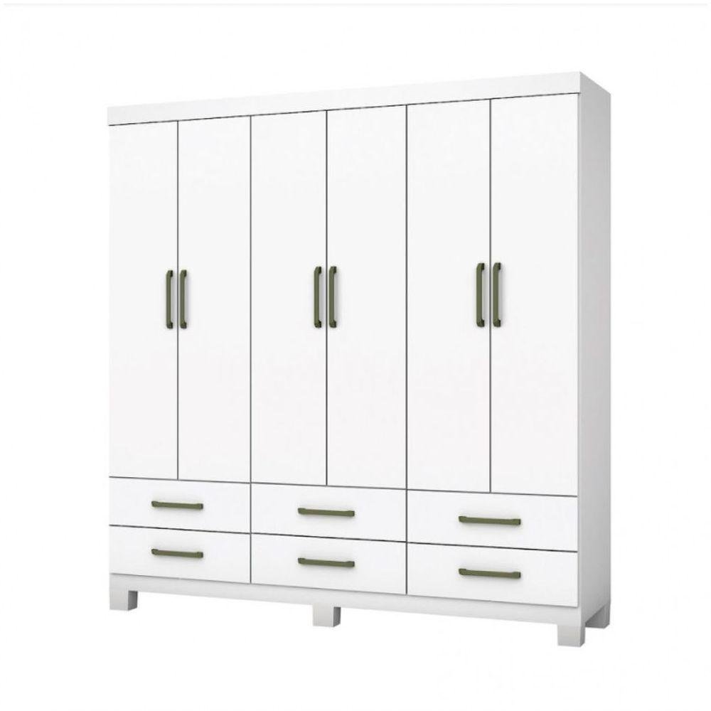 Guarda Roupa Casal D22 6 Portas 6 Gavetas Branco - 1