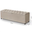 Ver imagem 6 de Recamier Baú Berlim Veludo Bege Queen 1,50m Estofado Pés Pvc Preto