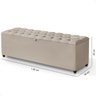 Recamier Baú Berlim Veludo Bege Queen 1,50m Estofado Pés Pvc Preto - 6