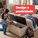 Ver imagem 5 de Recamier Baú Berlim Veludo Bege Queen 1,50m Estofado Pés PVC Preto