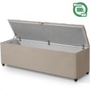 Ver imagem 4 de Recamier Baú Berlim Veludo Bege Queen 1,50m Estofado Pés Pvc Preto