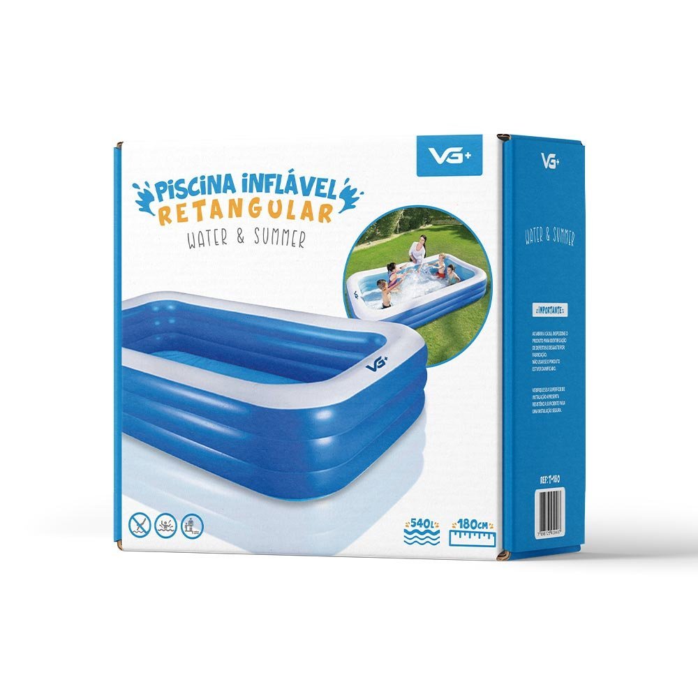 Piscina Inflável Retangular Azul 540 Litros Pvc Vg+ - 5