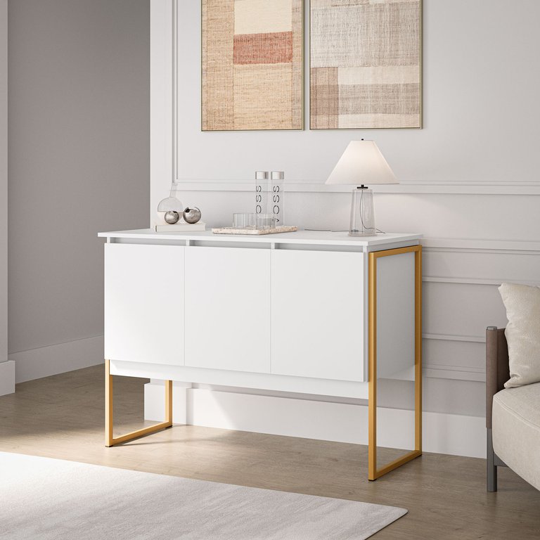 Balcão Buffet Bolzano Branco Dourado Balcão Buffet Bolzano Branco Dourado