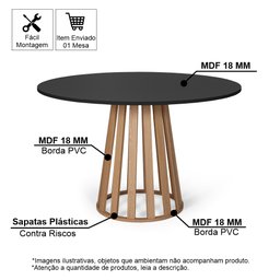 Kit Mesa de Jantar Redonda 120cm Gabi Preto/jade com 4 Cadeiras Garbo Cinza Claro - 6