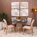 Ver imagem 1 de Kit Mesa de Jantar Redonda 120cm Gabi Preto/jade com 4 Cadeiras Garbo Cinza Claro