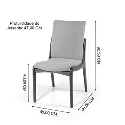 Kit Mesa de Jantar Redonda 120cm Gabi Preto/jade com 4 Cadeiras Garbo Cinza Claro - 9