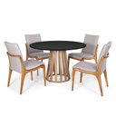Ver imagem 2 de Kit Mesa de Jantar Redonda 120cm Gabi Preto/jade com 4 Cadeiras Garbo Cinza Claro
