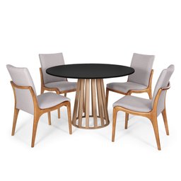 Kit Mesa de Jantar Redonda 120cm Gabi Preto/jade com 4 Cadeiras Garbo Cinza Claro - 2