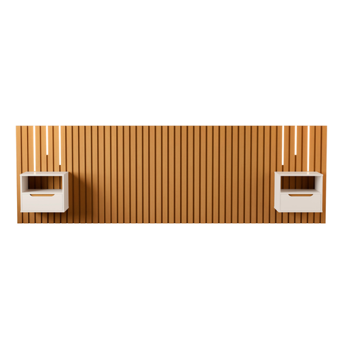 Cabeceira Ripada de Casal com Led Locarno Nature Pérola