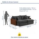 Ver imagem 3 de Sofá Retrátil 2 Lugares 254cm Pillow Top e Pés em Madeira Maciça Hamburgo