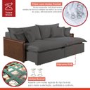 Ver imagem 5 de Sofá 2 Lugares Retrátil 254cm Pés em Madeira Maciça Hamburgo 