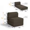 Ver imagem 3 de Poltrona Cama Adele 0,66m Linho Rústico Marrom Dobrável - King House