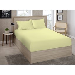 Lencol Casal (138) Avulso Liso Sortido C/ Elastico 70% Algodao 30% Poliester - Estamparia:amarelo - 1