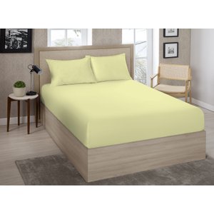 Lencol Casal (138) Avulso Liso Sortido C/ Elastico 70% Algodao 30% Poliester - Estamparia:amarelo
