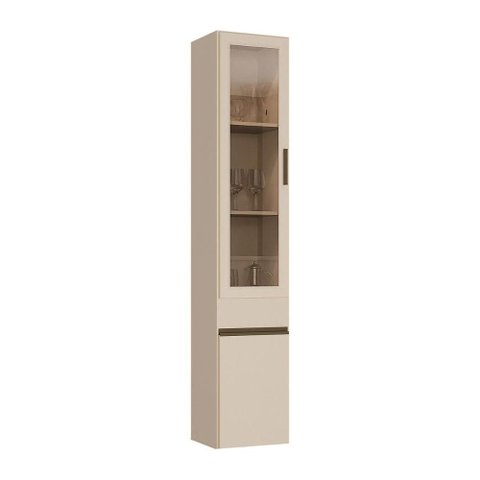 Paneleiro Armário de Cozinha com Vidro 2 Portas 36cm Suspenso Milano Multimóveis MP3429 Vanilla/