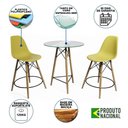 Ver imagem 6 de Mesa Bistrô Eames Eiffel Vidro Com 2 Banquetas Amarelas De Madeira - Cor: Amarelo