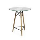 Ver imagem 4 de Mesa Bistrô Eames Eiffel Vidro Com 2 Banquetas Amarelas De Madeira - Cor: Amarelo