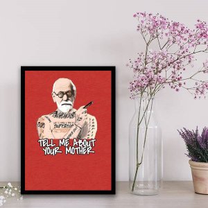 Quadro Freud Tell Me About Your Mother 45x34cm:Madeira branca