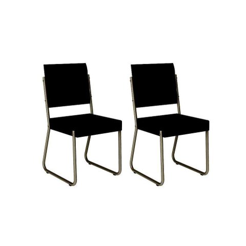 Cadeira Sala de Jantar 1736 Aço Kit 2 Uni Preto - Carraro