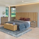 Ver imagem 1 de Conjunto Cabeceira Florença King/Casal + Cômoda + Mesa de Cabeceira +Baú Cinza/Hannover/Fendi