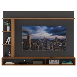 Painel para Tv 60" 1 Porta 1 Nicho Grafite/nogal - Hecol - 5