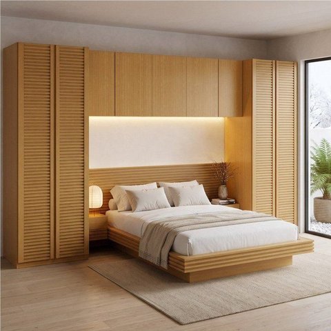 Guarda Roupa Planejado de Canto 9 Portas e 6 Peças Samambaia CabeCasa MadeiraOriginals Marrom
