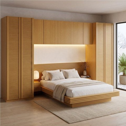 Guarda Roupa Planejado de Canto 9 Portas e 6 Peças Samambaia CabeCasa MadeiraOriginals Marrom