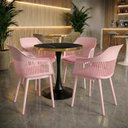 Ver imagem 2 de Conjunto Mesa de Jantar Redonda Majestic 70cm Preta com 4 Cadeiras Estofadas Marcela - Rosa