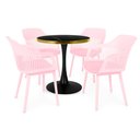 Ver imagem 1 de Conjunto Mesa de Jantar Redonda Majestic 70cm Preta com 4 Cadeiras Estofadas Marcela - Rosa