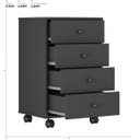 Ver imagem 6 de Mesa Auxiliar de Cabeceira Oakland 4 Gavetas com Rodízios Edecasamóveis