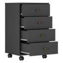 Ver mais imagens de Mesa Auxiliar de Cabeceira Oakland 4 Gavetas com Rodízios Edecasamóveis