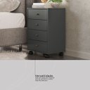 Ver imagem 3 de Mesa Auxiliar de Cabeceira Oakland 4 Gavetas com Rodízios Edecasamóveis