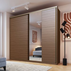 Guarda Roupa Casal com Espelho 260x229cm 2 Portas 6 Gavetas Malta 