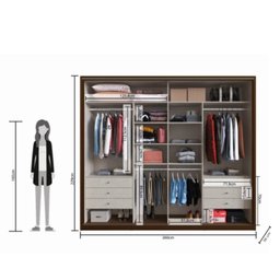 Guarda Roupa Casal com Espelho 260x229cm 2 Portas 6 Gavetas Malta  - 4
