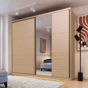 Guarda Roupa Casal com Espelho 260x229cm 2 Portas 6 Gavetas Malta 