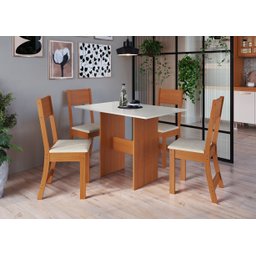 CONJUNTO DE SALA DE JANTAR PREDILLETA KARLA 1,10 C/4 CADEIRAS FREIJO OFF - 1