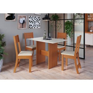 CONJUNTO DE SALA DE JANTAR PREDILLETA KARLA 1,10 C/4 CADEIRAS FREIJO OFF