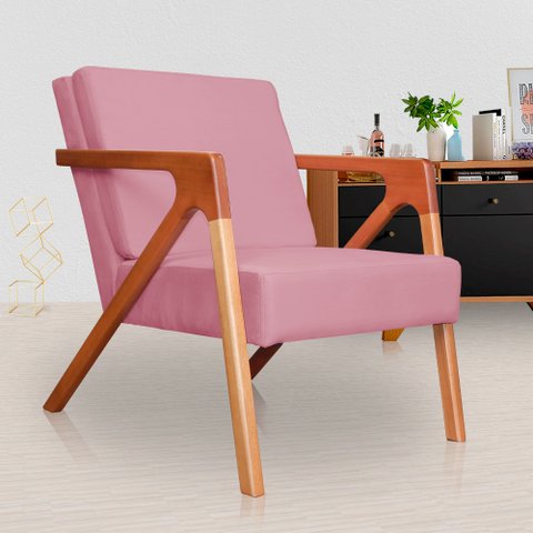 Poltrona Monalisa Suede Rosa - Vallisa Decor